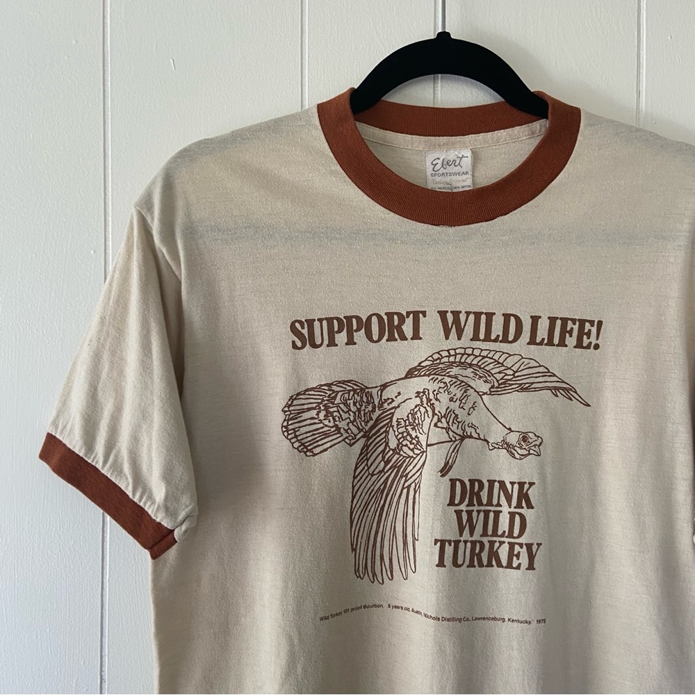 Vintage 1970’s Wild Turkey Bourbon Ringer Graphic Tee